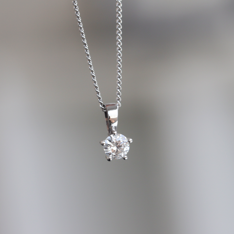 9ct White Gold Solitaire Diamond Pendant - alternate view