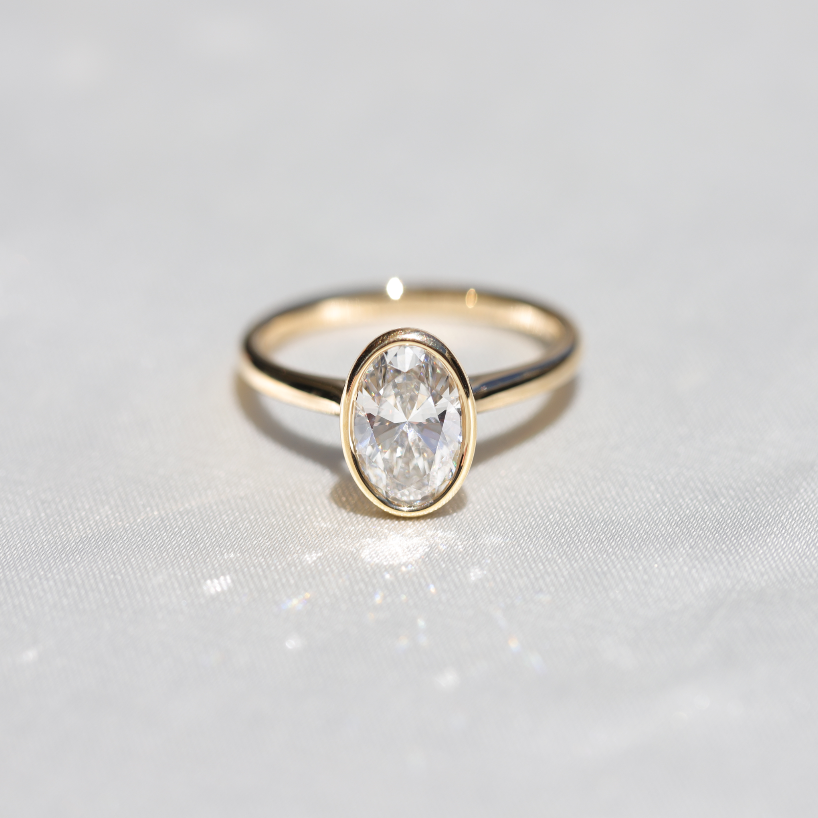 18ct Yellow Gold 'Bianca' Oval Bezel Set Lab Grown Diamond Engagement Ring