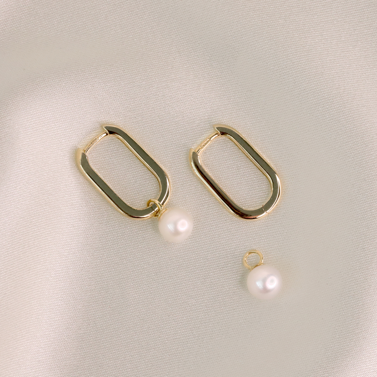 9ct Yellow Gold Hoops With Freshwater Pearl Drop