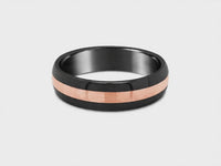 9ct Rose Gold & Black Zirconium Polished Men's Wedding Ring