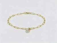 9ct Yellow Gold Bracelet With Lab Grown Diamond Heart Charm