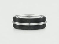 Men's 9ct White Gold And Carbon Fibre Wedding Ring