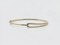 9ct Yellow Gold Diamond Set Buckle Design Bangle