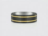 9ct Yellow Gold & Black Zirconium Men's Wedding Ring