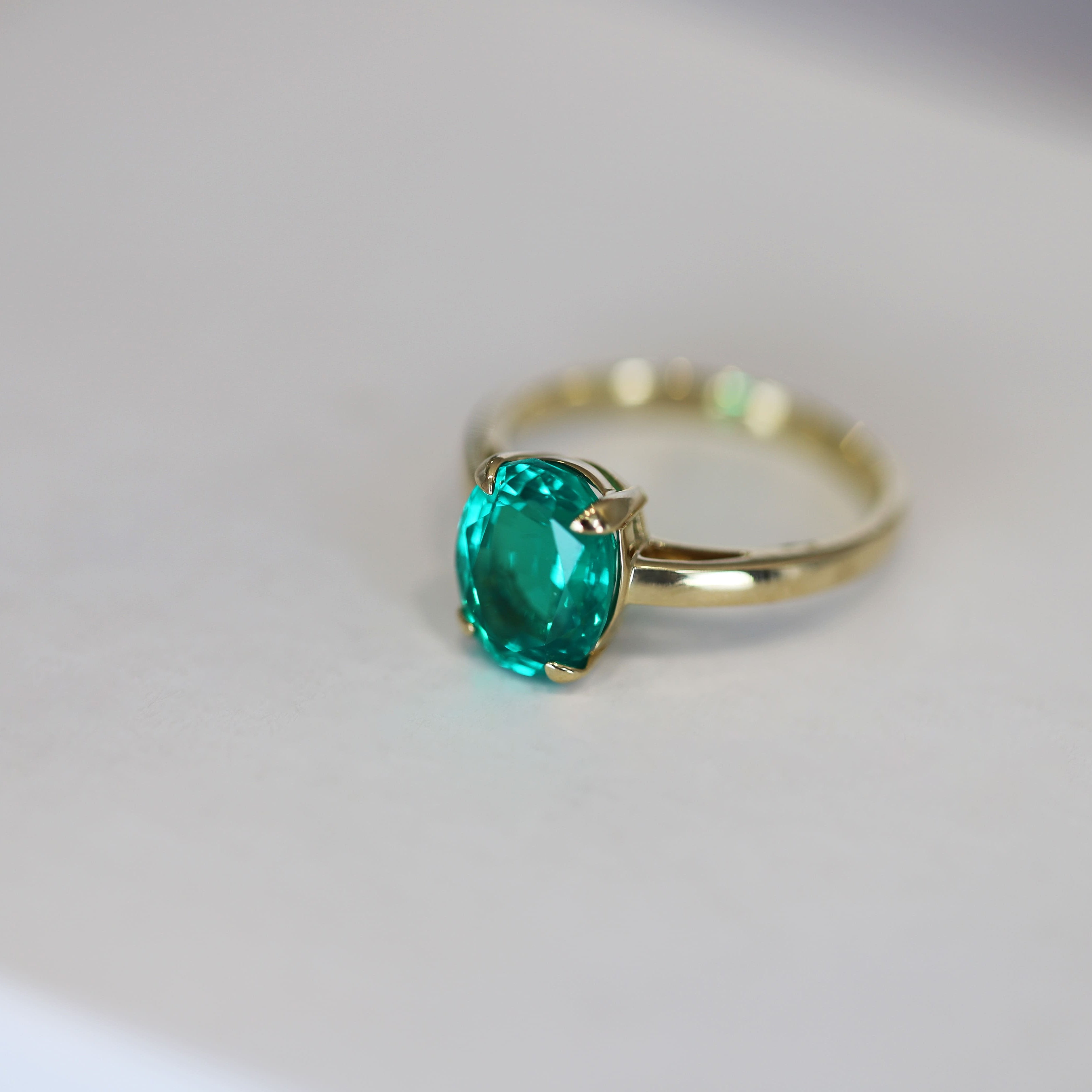 9ct Yellow Gold Oval Emerald Dress Ring