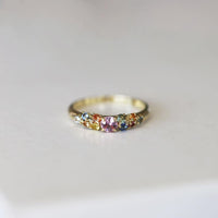 9ct Yellow Gold Multi Coloured Australian Sapphire Ring