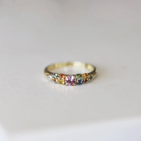 9ct Yellow Gold Multi Coloured Australian Sapphire Ring - alternate view