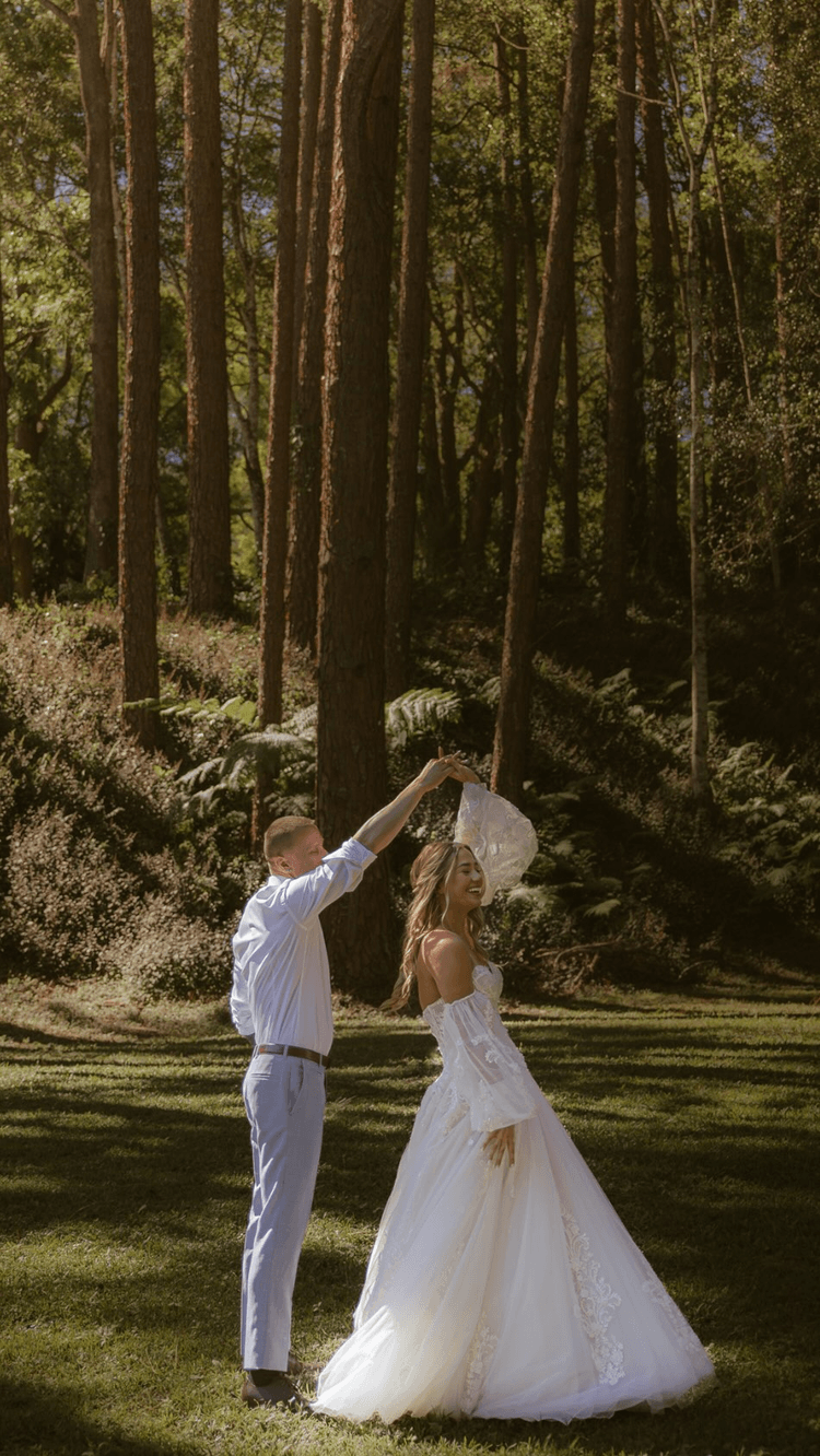 Gold diamond rings stacked on hand