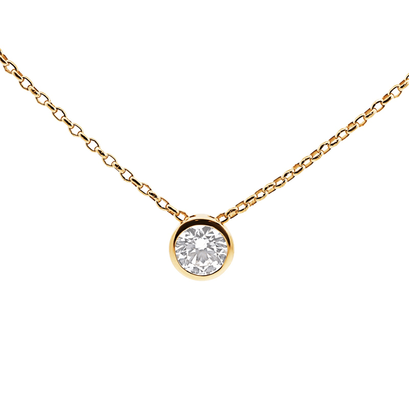 The Bronte | 1.05ct Round Bezel Set Slider Lab Grown Diamond Pendant — product and lifestyle views